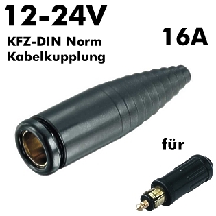 KFZ DIN-Norm 12mm Kupplung 12-24V 16A Schraubkontakten KFZ Buchse, KFZ  Stecker, Steckverbinder