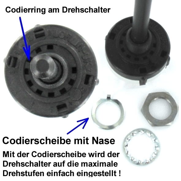 Schalter Drehschalter 4-stufig 3-Schaltkontakte 6mm Lötpin