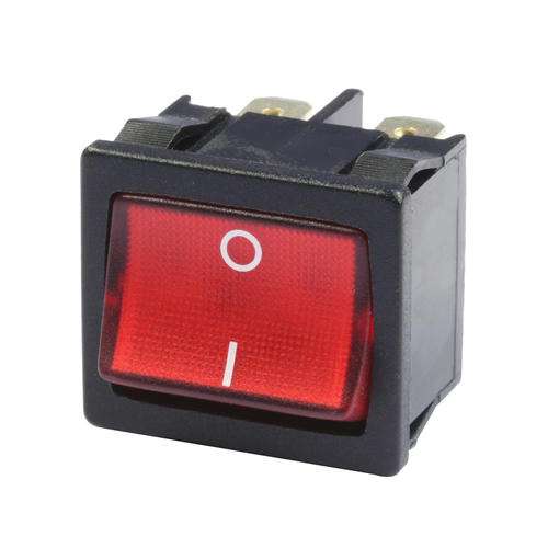 Schalter Wippschalter 24x21mm Ein-Aus 2pol 4Kont 250V 6A Rot beleuchtet Netzschalter