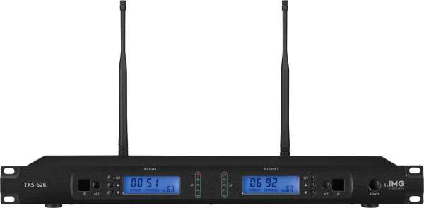 TXS-626 2-Kanal-Empfänger für Funkmikrofone 19zoll 1HE LCD-Display