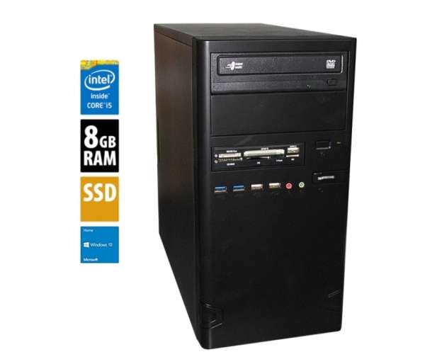 PC Computer System ROOKIE Intel i5 8GB 256GB-SSD plus 1TB HDD DVD-Brenner Win10Pro