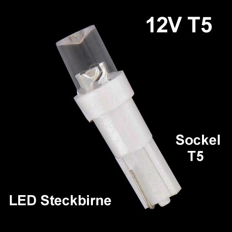 LED Birne Sockellampe 12V T5 = W2x4,6d Weiss