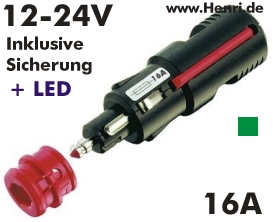 KFZ Stecker mit integrierter LED und 16A Sichrung