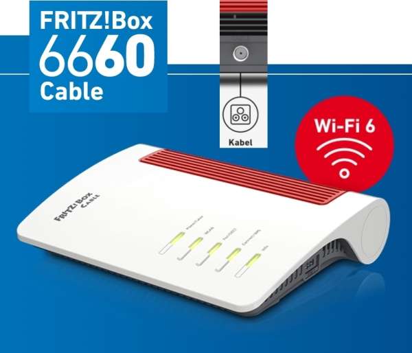 FritzBox 6660 Router Kabelanschluss WLAN TK Fon VoIP Cable-Box LAN WIFI6