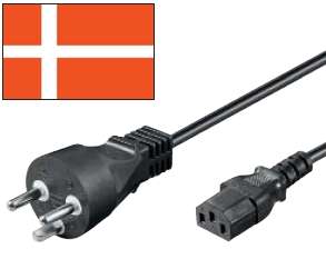 1,8m Netzkabel Dänemark Stecker auf Kaltgeräte Kupplung