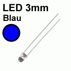 3mm LED Blau 5200mcd Superhell 20 Grad