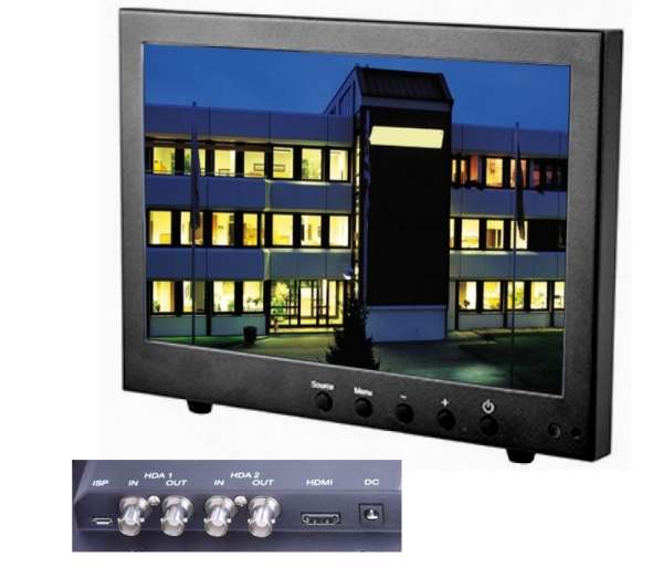 Hybrid Monitor 255mm 10zoll mit 1xHDMI 2xBNC CVBS AHD TVI CVI integr Konverter FullHD