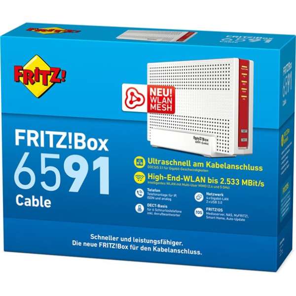FritzBox 6591 Router Kabelanschluss WLAN TK Fon VoIP Cable-Box LAN WIFI