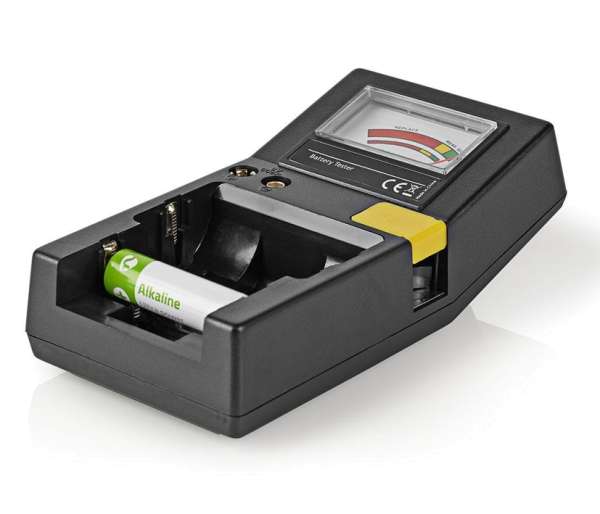 Batterietester mit analogem Messwerk für Standard- und Fotobatterien sowie alle gängigen Knopfzellen