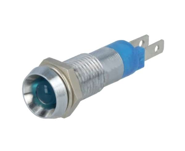 Signallampe 24V LED 5mm Blau 10mm Fassung Innenreflektor Chrom