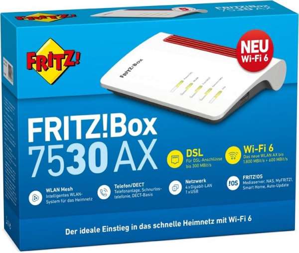 FritzBox 7530AX ADSL2+ Router Fon WLAN TK VoIP VDSL Router mit WIFI6