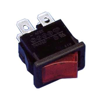Schalter Wippschalter 15x21mm Ein-Aus 2polig Rot beleuchtet 250V 10A Netzschalter