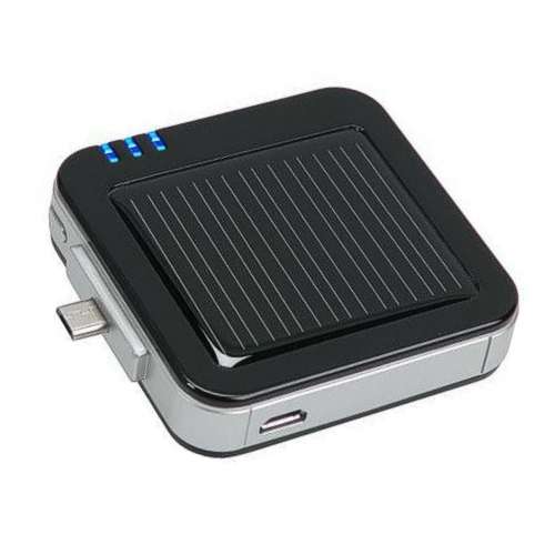 Solar Akku Powerbank mobiler Zusatzakku Li-ION Micro-USB Akku 5V 1900mAh Lithium Akkupack
