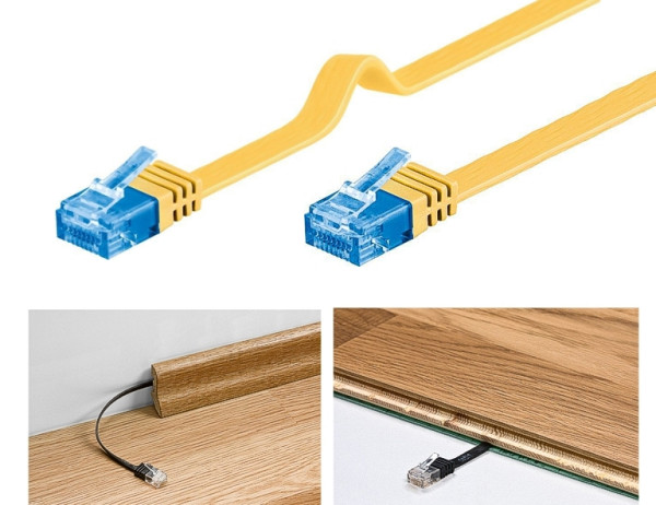 10m LAN Kabel Flachkabel Cat6a UUTP Gelb