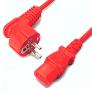 2m Netzkabel ROT Schutzkontaktstecker auf C13 Kaltgeräte