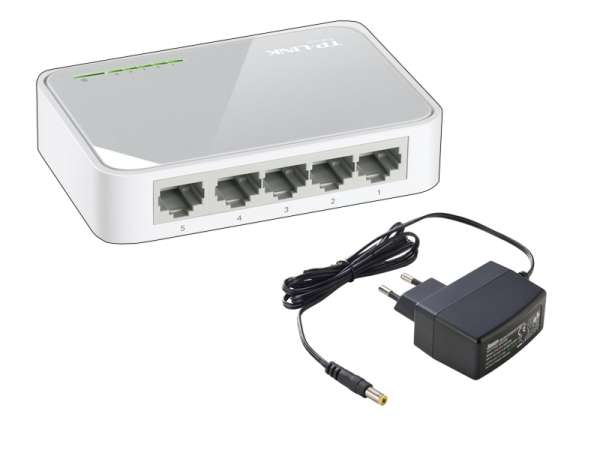LAN RJ45 Switch 5Port Desktop SF 10/100Mbit mit 230VAC-Netzteil