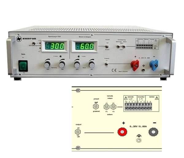 30V Labornetzteil 0-30V 66A mit 0-10V Fernsteuer- Monitor- und Sensingeingang