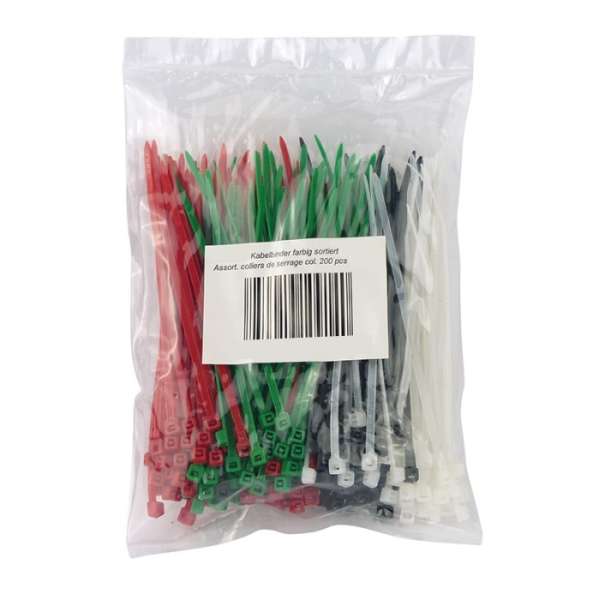 Kabelbinder Sortiment mit 200 Stück diverse Farben Breite 2,5mm