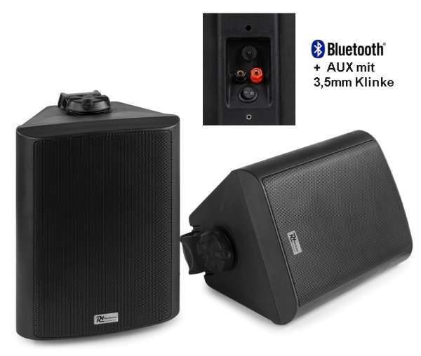 Aktiv Lautsprecher 100W Wandmontage mit AUX Bluetooth Montagebügel Schwarz