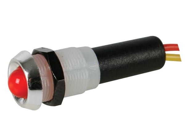 Signallampe 12V LED Rot schwarze Fassung 10mm Kopf verchromt