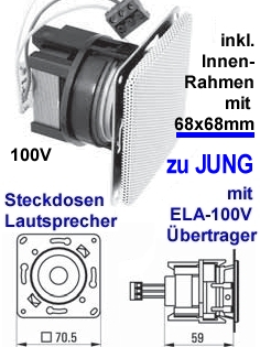 Steckdosen Lautsprecher mit 100V ELA Trafo Jung Weiss