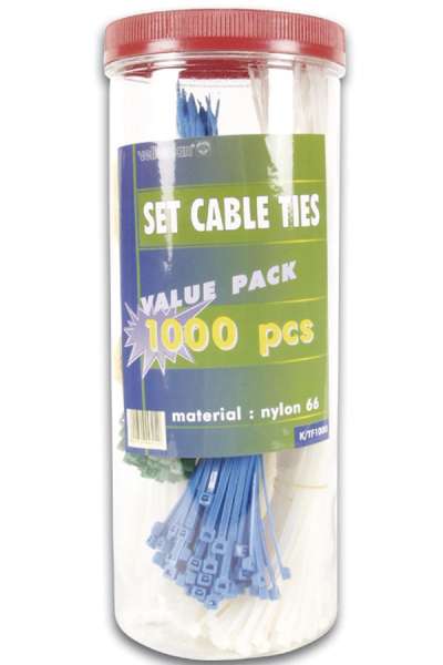 Kabelbinder Sortiment mit 1000-Stück diverse Farben 100-300mm