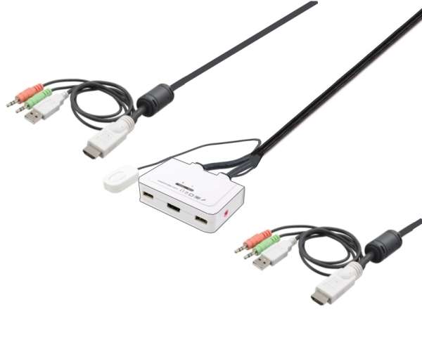 KVM HDMI Umschalter 2-fach Kombi mit USB Klinke Audio