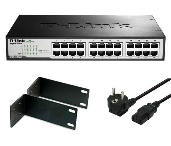 19zoll Switch 24Port LAN 10/100/1000MBit Gigabit DGS unmanaged