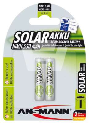 AAA Micro Akku 550mAh für Garten- und Solarleuchten 2er Pack
