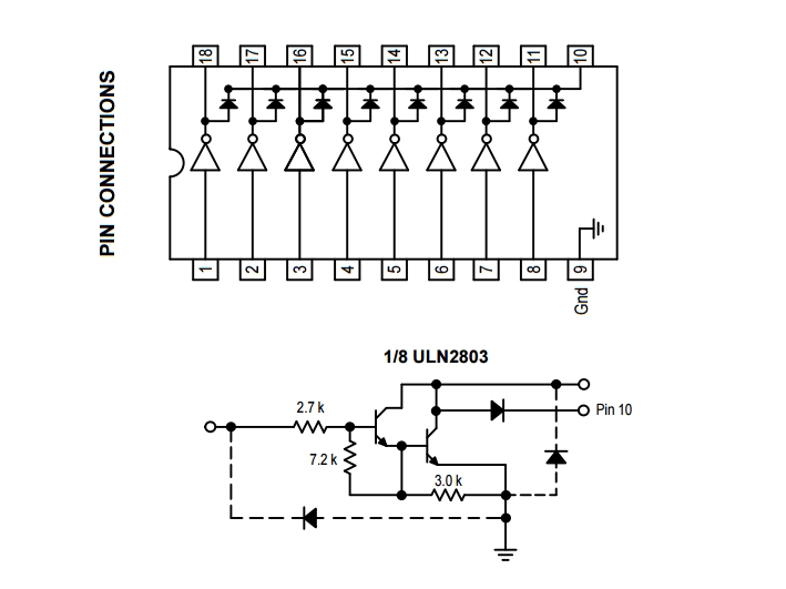 10 Stück Uln2803a Uln2803 2803 Transistor Array-8 Npn Ic Durable Direct Insertion Darlington-Laufwerk 8-Kanal-Schwarz 