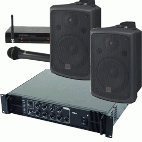 Lautsprecheranlage Set-33 (4teilig) mit Funkmikro