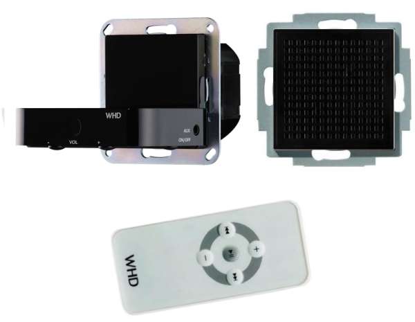 MP55 Wandstation Black mit Stereoverstärker mit Line-Input inkl Fernbedienung + KEL55 Lautsprecher
