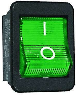 Schalter Wippschalter 25x32mm Netzschalter 16A Grün beleuchtet
