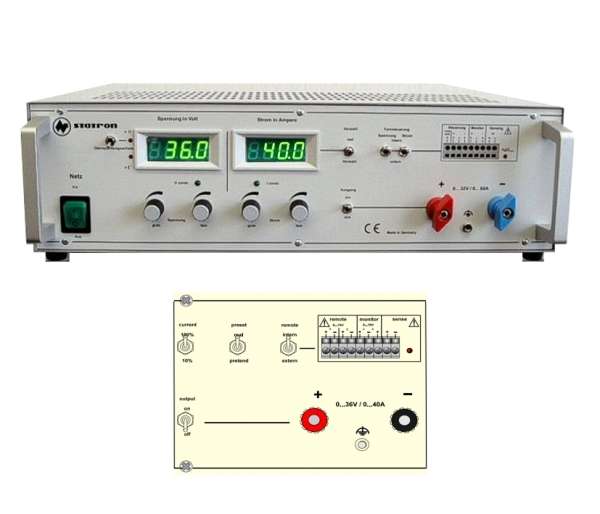 36V Labornetzteil 0-36V 40A mit 0-10V Fernsteuer- Monitor- und Sensingeingang