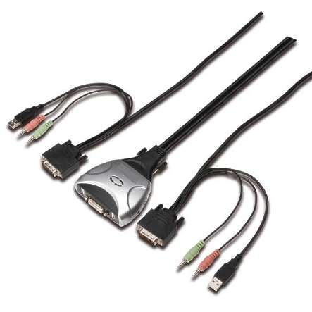 KVM DVI Umschalter 2-fach Kombi mit USB Klinke Audio