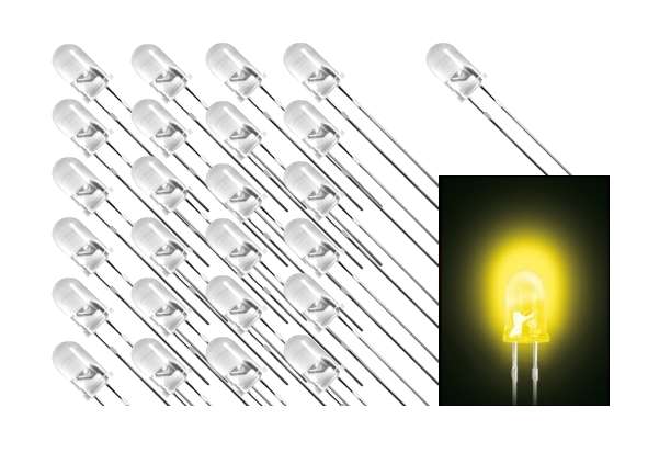 5mm LED Gelb Klar 100-Stück Packung 1500mcd