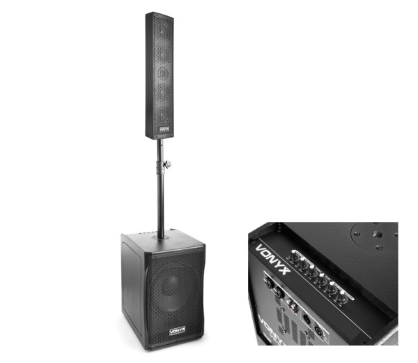 PA Lautsprecher 12zoll Säulensystem 750W Aktivbox mit Subwoofer Endstufe Mixer
