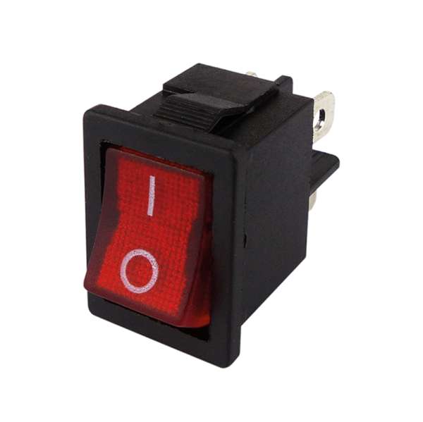 Schalter Wippschalter 15x21mm Ein-Aus 2polig Rot beleuchtet 250V 3/6A Netzschalter