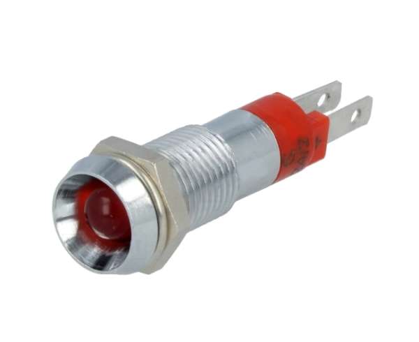 Signallampe 24V LED 5mm Rot 10mm Fassung Innenreflektor Chrom