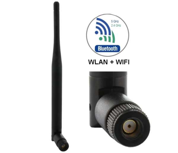 WLAN Antenne 2,4-5,8Ghz mit SMA-REV-Stecker auch für Bluetooth geeignet