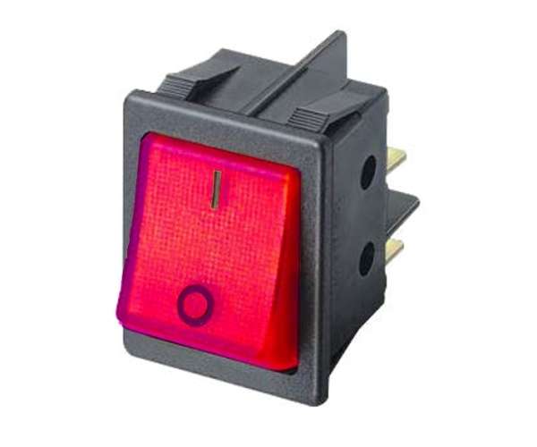 Schalter Wippschalter 25x32mm 20A 250V Rot mit Beleuchtung Netzschalter