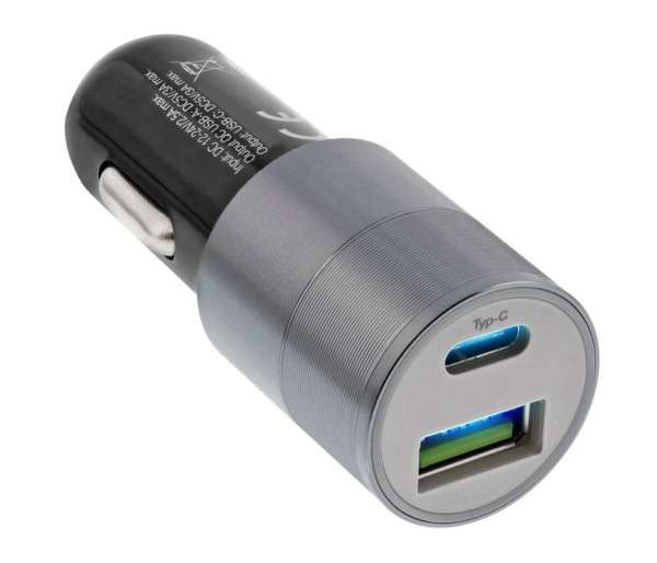 KFZ USB Adapter 12V auf 5V 3A mit USB-C und USB-A Buchsen