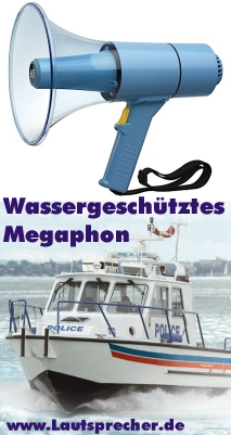 Blaues Megafon 25Watt wassergeschützt mit Sirene PROFIVERSION