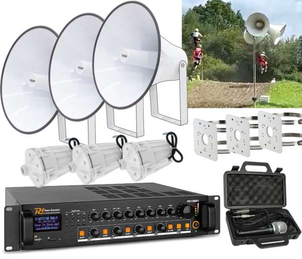 Lautsprecheranlage Set-63 (11-teilig) mit Verstärker und Kabelmikrofon