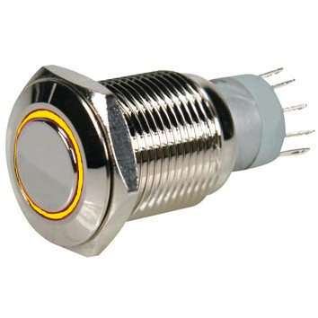 Schalter Vollmetall 18mm LED Ringbeleuchtung Gelb