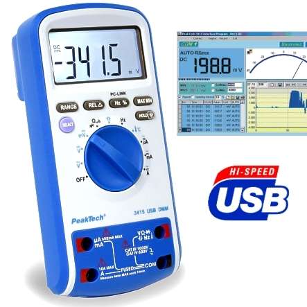 Messgerät mit USB und Software P3415 Universal mit Kapazitäts- Temperatur- Frequenzmessbereich