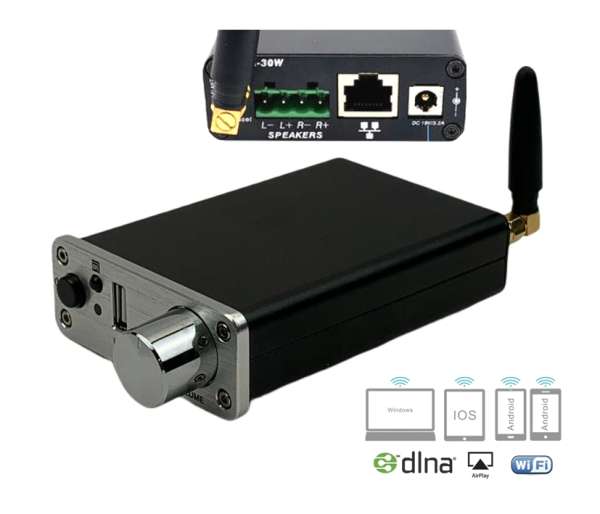 WiFi oder LAN Multiroom Verstärker 2x35W 4-8ohm APP USB AUX DAN-WIFI-AMP
