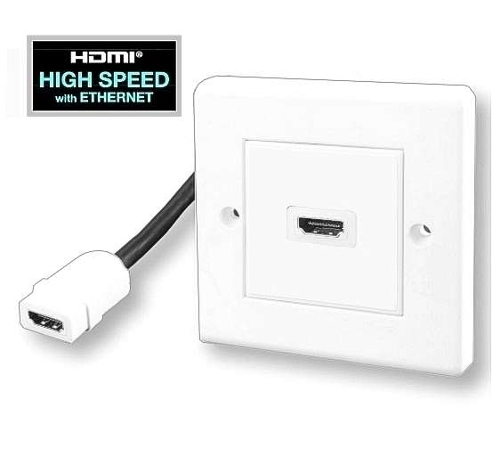 HDMI Dose Unterputz mit 1-fach Dose Einfachdose Perlweiss