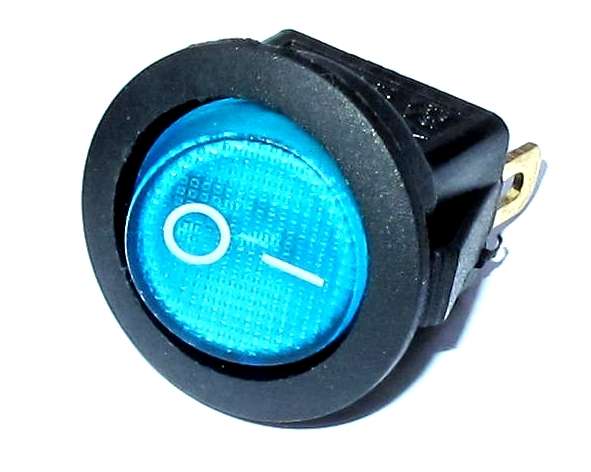 Schalter Wippschalter Blau RUND 23mm I/O beleuchtet 250V 6A Netzschalter
