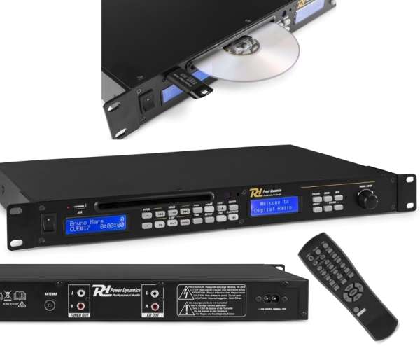 CD-Player mit MP3 USB-Player und Tuner DAB+ UKW Rackeinbau mit Fernbedienung